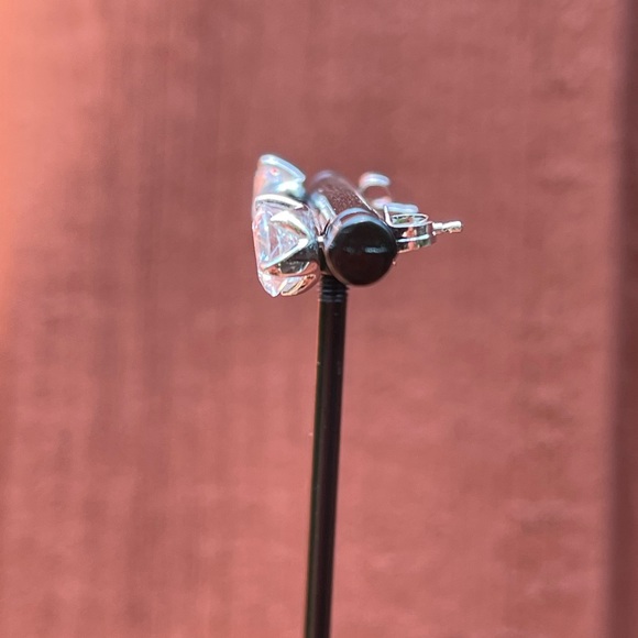 Solid Sterling (.925) CZ earrings- 3 Prong Tulip Settings - Picture 3 of 4